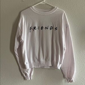 FRIENDS White Crewneck Sweatshirt with Black Logo and Colored Dots